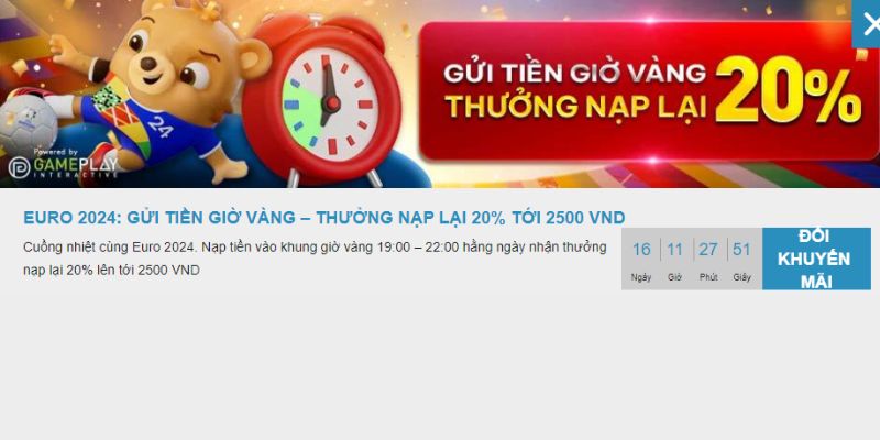 Khuyến mãi thưởng 1% với giá trị shock trong khi tham gia W88